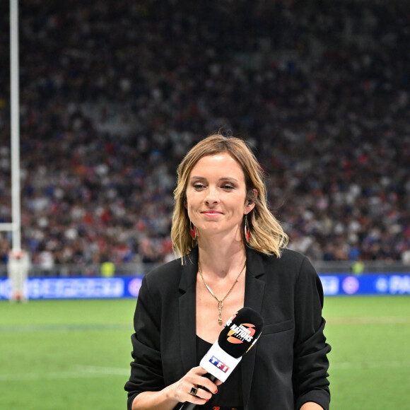 Isabelle Ithurburu (journaliste TF1) : France vs Ecosse (30-27) - Match préparatif pour la coupe du monde 2023 à Saint-Étienne le 12 août 2023. © Frédéric Chambert / Panoramic / Bestimage