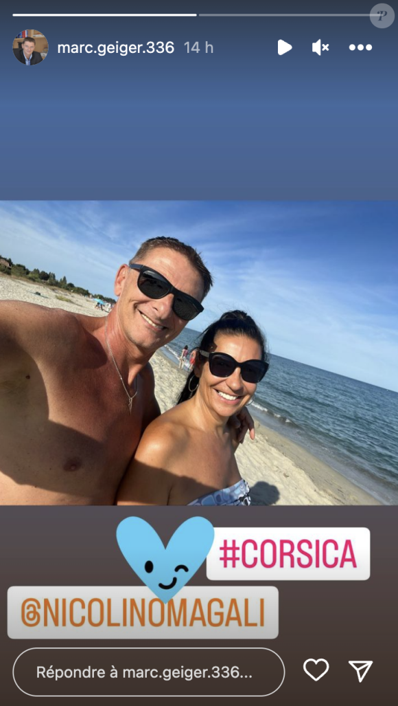Marc Geiger (Ça commence aujourd'hui) pendant ses vacances en Corse avec sa compagne Magali Nicolino. Instagram