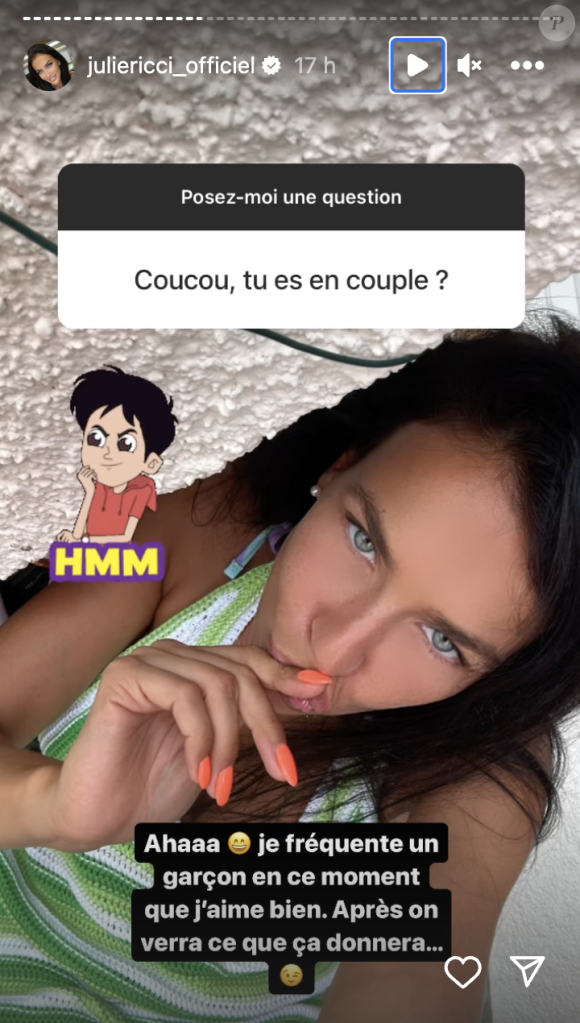 En effet, elle vient de confier sur ses réseaux sociaux actuellement fréquenter un mystérieux homme.
Julie Ricci annonce avoir retrouvé l'amour après sa rupture avec son mari Pierre-Jean Cabrières. Instagram