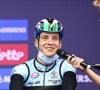 Après sa victoire, Remco Evenepoel n'a pas assez freiné et il a percuté  une porte-parole de la police andorrane
 
Remco Evenepoel : Championnats du Monde UCI - Elite Hommes le 26 septembre 2021