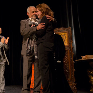 Exclusif - Francis Perrin fête ses 50 ans de carrière et revient sur scène pour une soirée spéciale avec "Molière malgré Moi" au théâtre de la Gaîté-Montparnasse à Paris le 18 juin 2016 entouré de sa famille et ses amis. © Romuald Meigneux / Bestimage