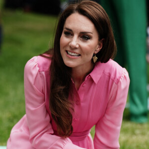 Catherine (Kate) Middleton, princesse de Galles, participe au pique-nique des enfants à l'exposition horticole "Chelsea Flower Show" à l'hôpital royal de Chelsea à Londres, le 22 mai 2023. 