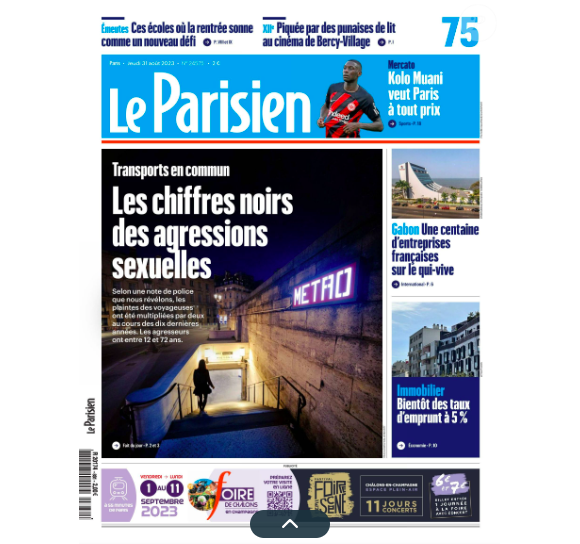 Couverture du Parisien.