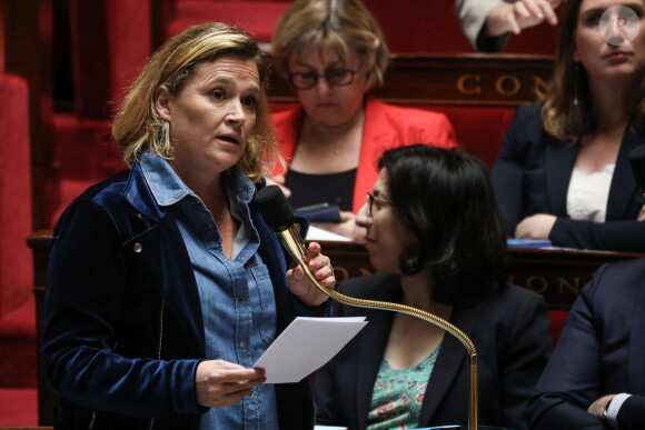 Olivia Gregoire, ministre déléguée auprès du ministre de l'Economie, des Finances et de la Souveraineté industrielle et numérique, chargée des Petites et moyennes entreprises, du Commerce, de l'Artisanat et du Tourisme - Séance de questions au gouvernement à l'assemblée nationale, Paris, le 2 avril 2023 © Stéphane Lemouton / Bestimage