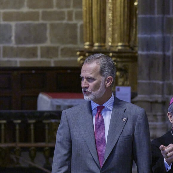 Le roi Felipe VI et la reine Letizia d'Espagne, visitent la cathédrale et l'hôtel de ville de Pampelune pour célébrer le 6ème centenaire du privilège de l'Union à Pampelune, Navarre, Espagne, le 8 septembre 2023.