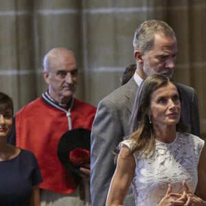 Le roi Felipe VI et la reine Letizia d'Espagne, visitent la cathédrale et l'hôtel de ville de Pampelune pour célébrer le 6ème centenaire du privilège de l'Union à Pampelune, Navarre, Espagne, le 8 septembre 2023.