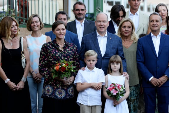 La princesse Charlene de Monaco, Le prince Albert II de Monaco, La princesse Gabriella de Monaco, comtesse de Carladès, Le prince Jacques de Monaco, marquis des Baux et Dimitri Rassam lors du traditionnel pique-nique "U Cavagnëtu" au parc Princesse Antoinette à Monaco le 9 septembre 2023. © Claudia Albuquerque / Bestimage 