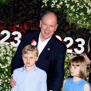 Le prince Albert II, Le prince Jacques de Monaco, marquis des Baux, La princesse Gabriella de Monaco, comtesse de Carladès - "Le rocher en fête" la principauté de Monaco fête le centenaire du prince Rainier III à Monaco, le 31 mai 2023.  © Claudia Albuquerque / Bestimage 