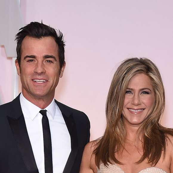 Justin Theroux et sa compagne Jennifer Aniston - People à la 87ème cérémonie des Oscars à Hollywood le 22 février 2015