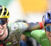 Sa femme, enceinte de 8 mois, s'en est donc sortie sans blessure ni problème majeur
 
Nathan Van Hooydonck - 19ème étape du Tour de France 2022 entre Castelnau-Magnoac et Cahors, le 22 juillet 2022.