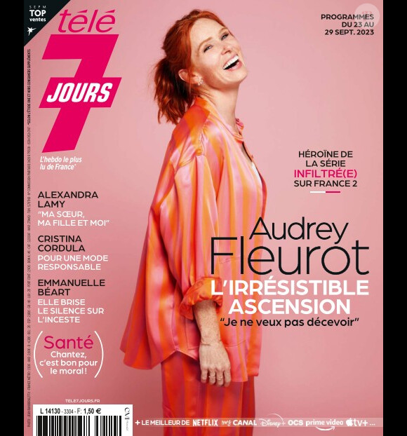 Audrey Fleurot en couverture du magazine "Télé 7 Jours" le 18 septembre 2023.