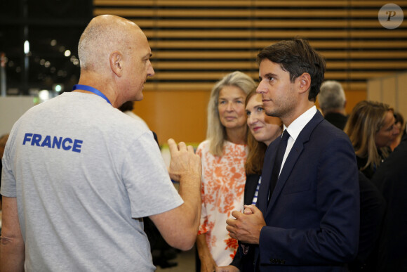 Gabriel Attal, ministre de l'Éducation nationale et de la Jeunesse, lors de la 47ème édition de la Compétition nationale des métiers organisée par WorldSkills France à Lyon le 16 septembre 2023. © Pascal Fayolle / Bestimage.