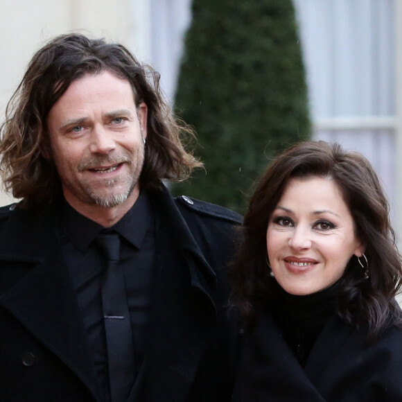 Tina Arena et Vincent Mancini - Dîner d'Etat en l'honneur du gouverneur australien Peter Cosgrove au palais de l'Elysée à Paris, le 26 avril 2016. © Stéphane Lemouton/Bestimage