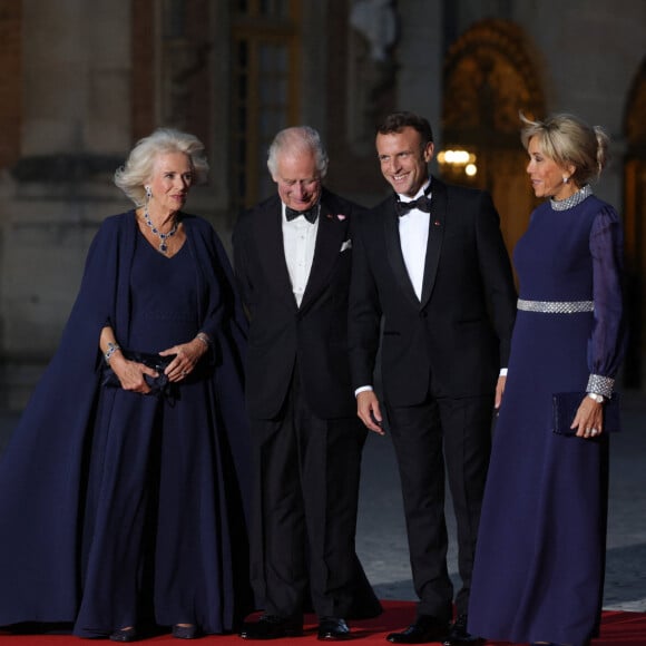 Toast et discours lors du dîner d'Etat au château de Versailles en l'honneur de la visite officielle du roi et de la reine d'Angleterre en France le 20 septembre 2023. © Imago / Panoramic / Bestimage 