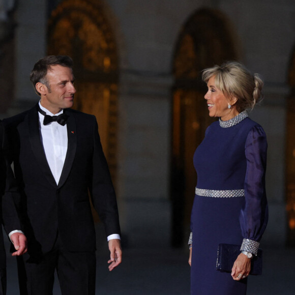 Toast et discours lors du dîner d'Etat au château de Versailles en l'honneur de la visite officielle du roi et de la reine d'Angleterre en France le 20 septembre 2023. © Imago / Panoramic / Bestimage 