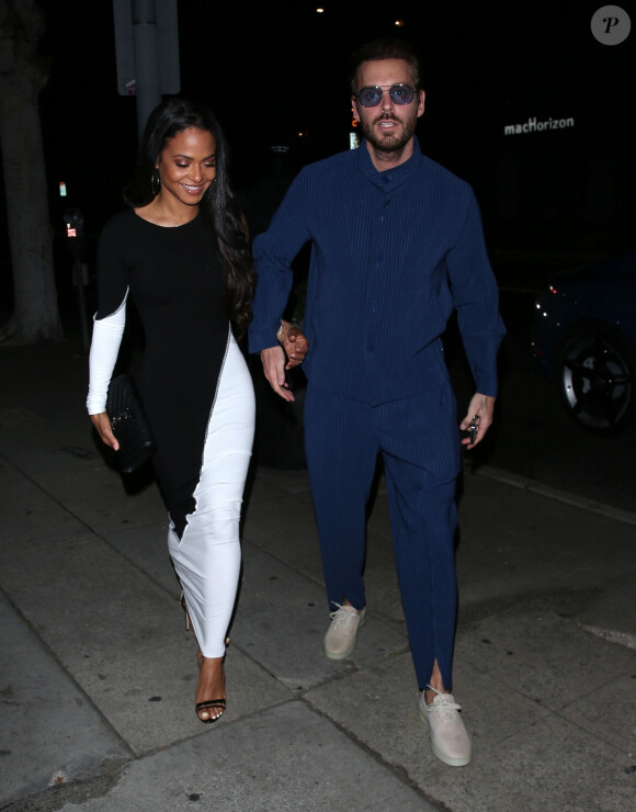 Exclusif - Christina Milian, Matt Pokora - Les célébrités arrivent à la soirée du 34 ème anniversaire d'Umar Kamani, PDG et co-fondateur de la marque de vêtements "Pretty Little Thing", à Los Angeles, le 21 mars 2022. 