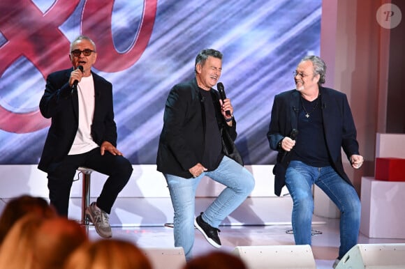 Exclusif - Jean Pierre Mader, Phil Barney et Patrick Hernandez - Enregistrement de l'émission "Vivement Dimanche" au Studio Gabriel, présentée par M.Drucker et diffusée sur France 3 le 24 septembre © Guillaume Gaffiot / Bestimage 