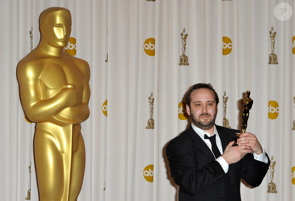 Nicolas Schmerkin, producteur du court-métrage d'animation primé Logorama, dans la ''press room'' des Oscars le 7 mars 2010