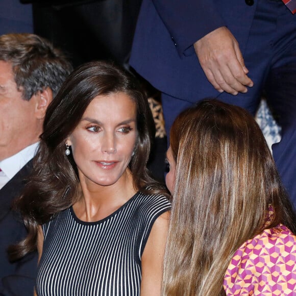 La reine Letizia d'Espagne assiste à l'ouverture du 2ème "Congrès international sur la traite des êtres humains, stratégies pour éliminer l'exploitation sexuelle" à Malaga, le 28 septembre 2023. 