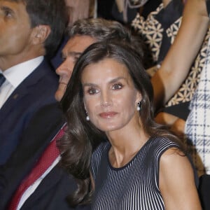 La reine Letizia d'Espagne assiste à l'ouverture du 2ème "Congrès international sur la traite des êtres humains, stratégies pour éliminer l'exploitation sexuelle" à Malaga, le 28 septembre 2023. 