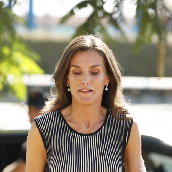 La reine Letizia d'Espagne assiste à l'ouverture du 2ème "Congrès international sur la traite des êtres humains, stratégies pour éliminer l'exploitation sexuelle" à Malaga, le 28 septembre 2023. 