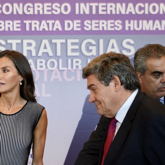La reine Letizia d'Espagne assiste à l'ouverture du 2ème "Congrès international sur la traite des êtres humains, stratégies pour éliminer l'exploitation sexuelle" à Malaga, le 28 septembre 2023. 