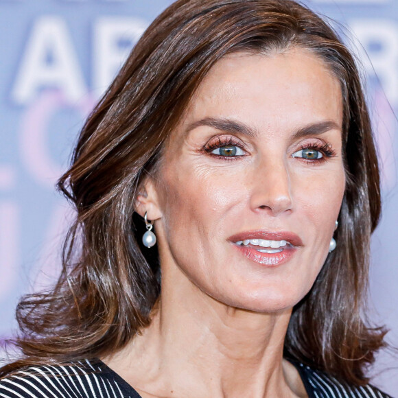 La reine Letizia d'Espagne assiste à l'ouverture du 2ème "Congrès international sur la traite des êtres humains, stratégies pour éliminer l'exploitation sexuelle" à Malaga, le 28 septembre 2023. 