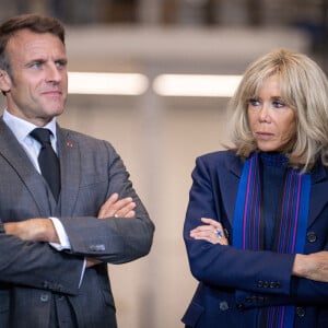 Brigitte Macron - Le président Emmanuel Macron a visité l'usine Airbus à Hambourg en compagnie du chancelier de l'Allemagne Olaf Scholz le 9 octobre 2023. © Imago / Panoramic / Bestimage 