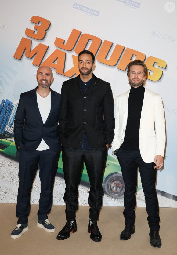 Julien Arruti, Tarek Boudali et Philippe Lacheau - Première du film "3 jours max" au Grand Rex à Paris le 16 octobre 2023. © Coadic Guirec/Bestimage