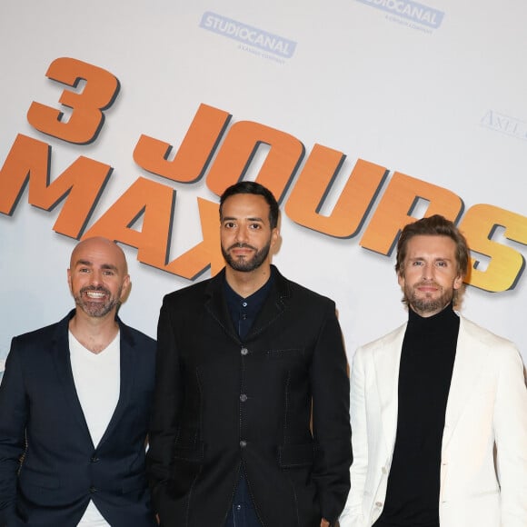 Julien Arruti, Tarek Boudali et Philippe Lacheau - Première du film "3 jours max" au Grand Rex à Paris le 16 octobre 2023. © Coadic Guirec/Bestimage