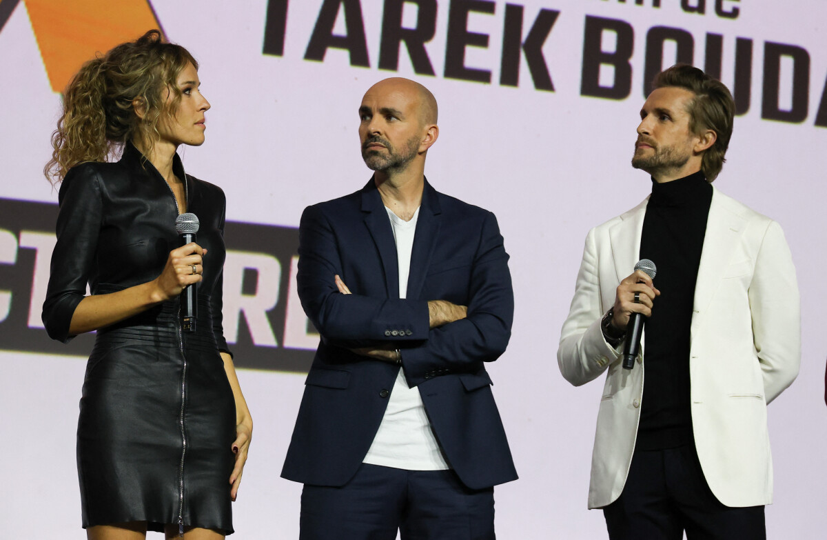 Photo : Exclusif - Elodie Fontan, Julien Arruti et Philippe Lacheau -  Première du film 