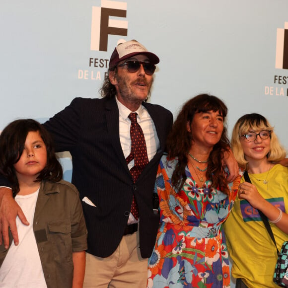 Romane Bohringer, Philippe Rebbot et leurs enfants Raoul et Rose à la projection des trois premiers épisodes de la fiction "L'amour flou" lors de la 23ème édition du Festival de la Fiction tv de la Rochelle 2021 à La Rochelle, France, le 15 septembre 2021. © Jean-Marc Lhomer/Bestimage 