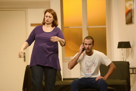 Sonia Dubois et Hugo Leboeuf (Fils de Frank Leboeuf) - Filage de la pièce "Les Amazones" au théâtre Daunou à Paris. Le 8 février 2016 © Coadic Guirec / Bestimage  