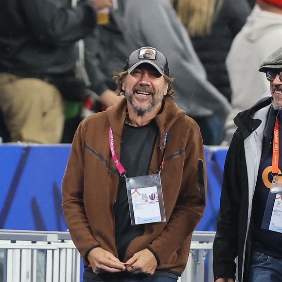 Javier Bardem dans les tribunes lors de la demi-finale de la Coupe du Monde de Rugby opposant l'Argentine à la Nouvelle Zélande (6 - 44) au Stade de France à Saint-Denis, France, le 20 octobre 2023. © Dominique Jacovides/Bestimage 