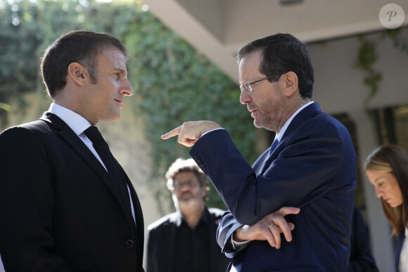 Emmanuel Macron en Israel le 24 cotobre 2023. © Christophe Ena / Pool / Bestimage