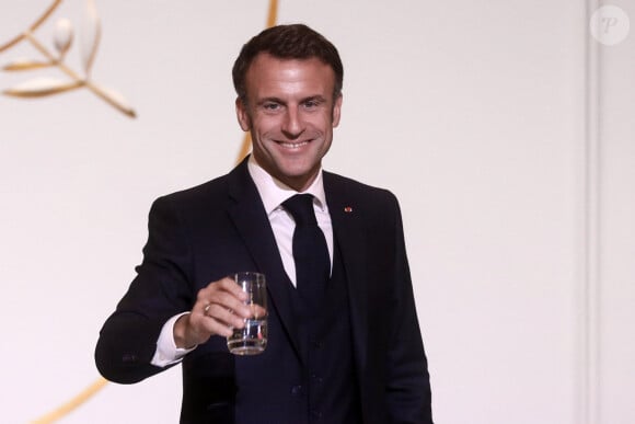 tranquillement dans les rues de Paris.
Le président français, Emmanuel Macron lors de la réception réunissant des éducateurs et des clubs engagés dans l'insertion professionnelle par le sport au palais présidentiel de l'Elysée à Paris, France, le 23 octobre 2023. © Stéphane Lemouton/Bestimage 