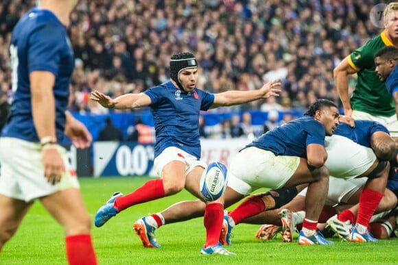 Les joueurs du XV de France ont été éliminés en quart de finale
Antoine Dupont (XV de France) - Coupe du Monde de Rugby France - Match de quart de finale "France-Afrique du Sud (28-29)" au Stade de France à Saint-Denis 15 octobre 2023. 