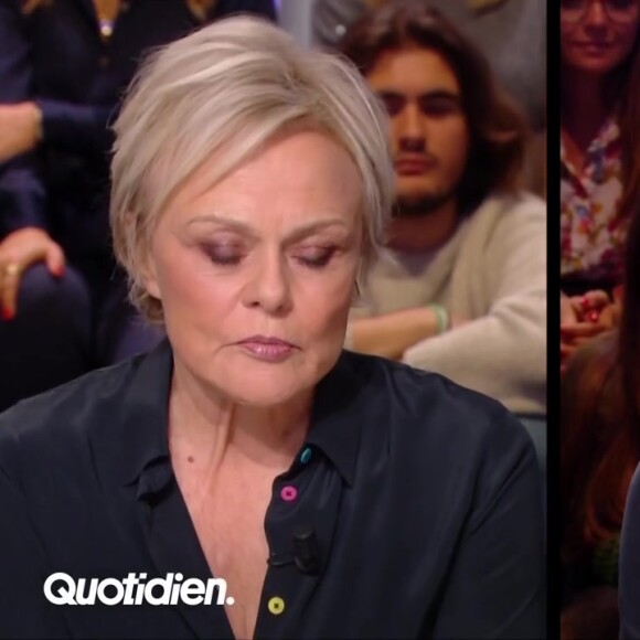 Muriel Robin et sa femme Anne Le Nen reçues chez Quotidien sur TMC, lundi 6 novembre 2023