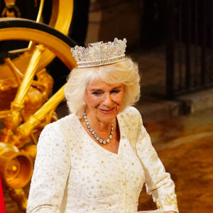 Premier "discours du trône" du roi Charles III en présence de la reine Camilla devant la chambre des Lords au palais de Westminster à Londres, le 7 novembre 2023