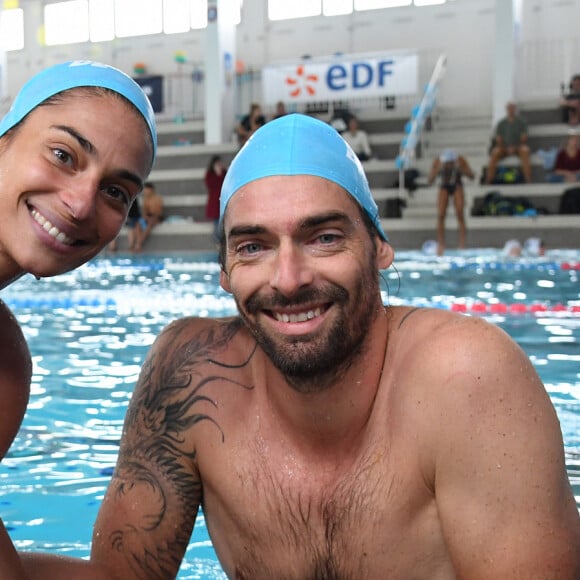 Exclusif - Tatiana Silva et Camille Lacourt participent au Défi de l'Eau au profit de l'Unicef à la Piscine de Vanves le 15 octobre 2022. © Giancarlo Gorassini / Bestimage