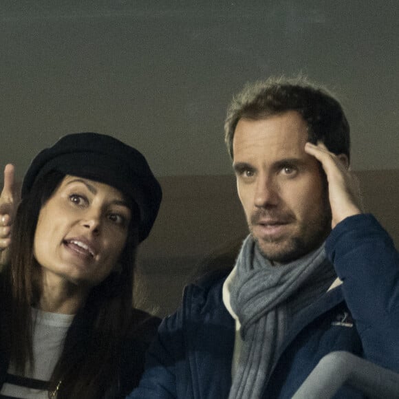 Richard Gasquet et sa compagne Clementine dans les tribunes lors de la demi-finale de la Coupe du Monde de Rugby opposant l'Argentine à la Nouvelle Zélande (6 - 44) au Stade de France à Saint-Denis, France, le 20 octobre 2023. © Cyril Moreau/Bestimage