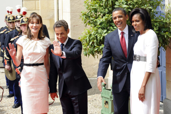 Michelle et Barack Obama, aux côtés de Nicolas et Carla Sarkozy
