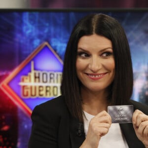 Laura Pausini sur le plateau de l'émission "El Hormiguero" à Madrid, le 19 mars 2018. 