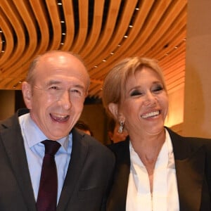 Gérard Collomb, et Brigitte Macron (Trogneux) - 33ème dîner du Crif (Conseil Representatif des Institutions juives de France) au Carrousel du Louvre à Paris, France, le 7 mars 2018. © Erez Lichtfeld / Bestimage 