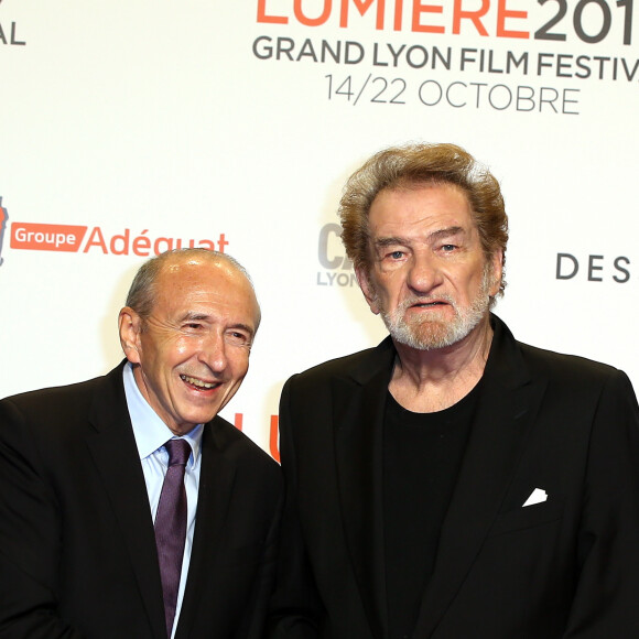 Gérard Collomb, Eddy Mitchell - Tapis rouge de la cérémonie d'ouverture du Festival Lumière 2017 au cours de laquelle Eddy Mitchell a reçu un hommage à Lyon, le 14 Octobre 2017 © Dominique Jacovides/Bestimage  