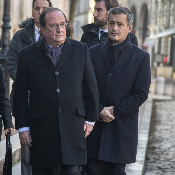 François Hollande, Gérald Darmanin - Obsèques de Gérard Collomb en la cathédrale Saint-Jean à Lyon. Le 29 novembre 2023 © Bony / Pool / Bestimage