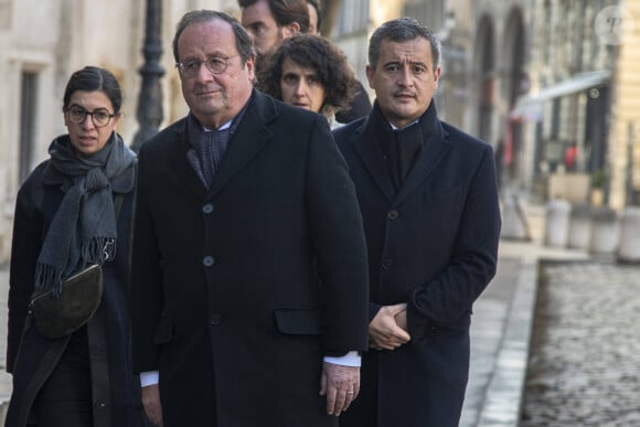 François Hollande, Gérald Darmanin - Obsèques de Gérard Collomb en la cathédrale Saint-Jean à Lyon. Le 29 novembre 2023 © Bony / Pool / Bestimage