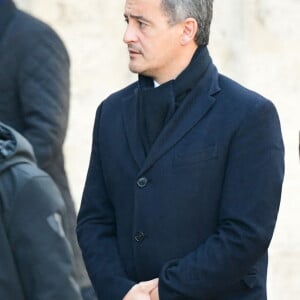 Gérald Darmanin - Arrivées aux obsèques de Gérard Collomb en la cathédrale Saint-Jean à Lyon le 29 novembre 2023. © Romain Doucelin/Bestimage 