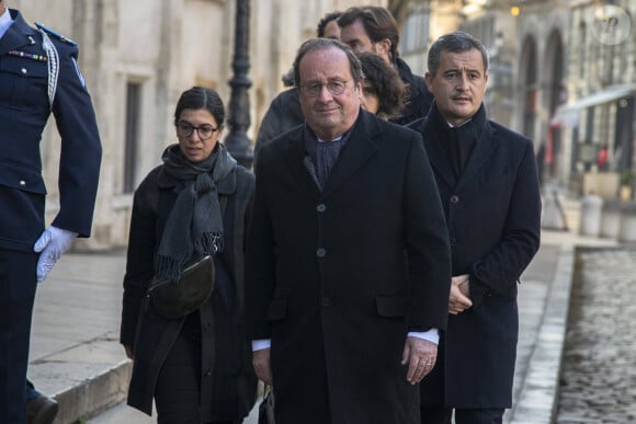 François Hollande, Gérald Darmanin - Obsèques de Gérard Collomb en la cathédrale Saint-Jean à Lyon. Le 29 novembre 2023 © Bony / Pool / Bestimage 
