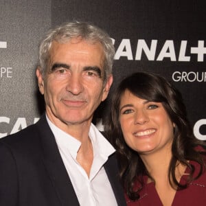 Raymond Domenech et sa compagne Estelle Denis - Soirée des animateurs du Groupe Canal+ au Manko à Paris. Le 3 février 2016